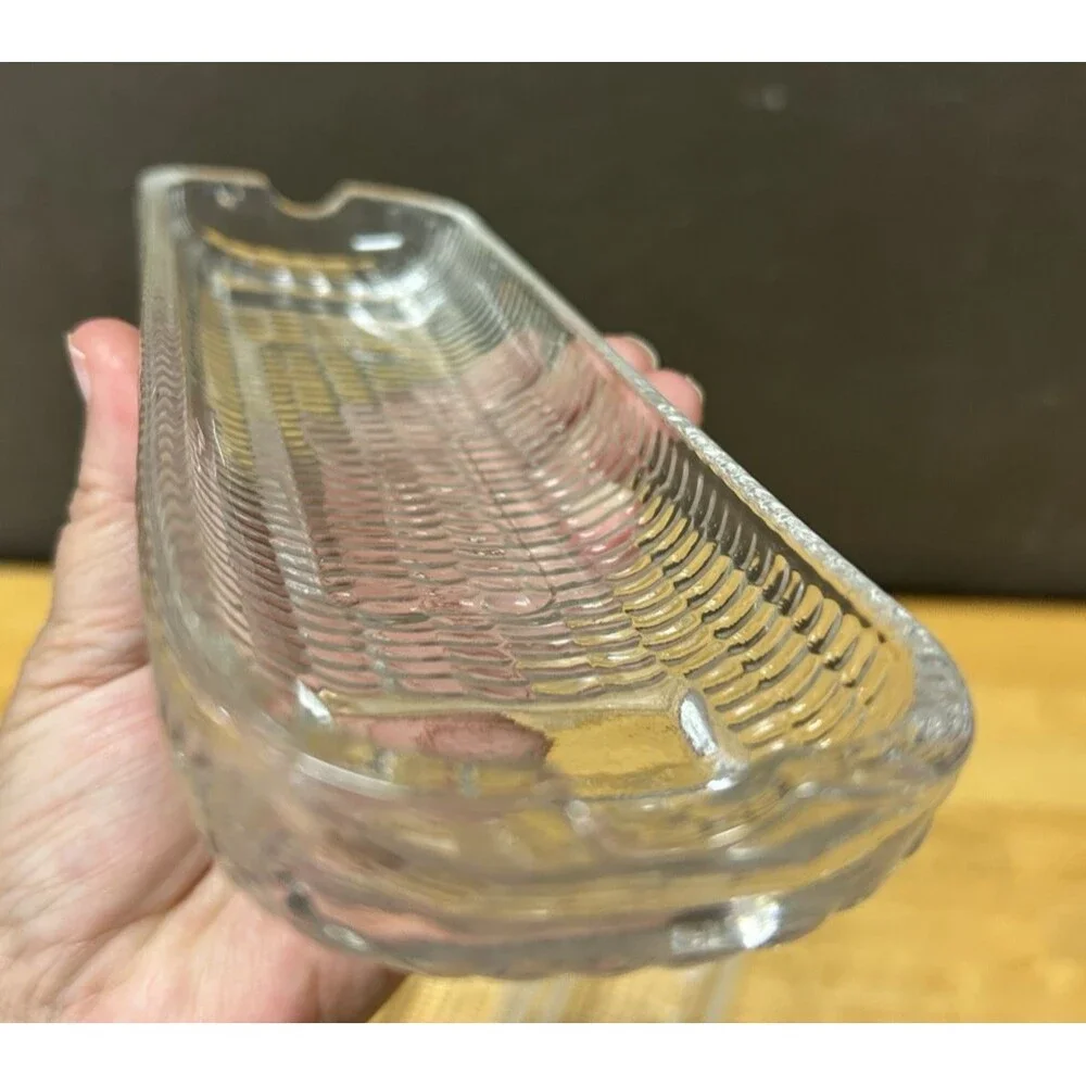 Vintage Clear Glass Corn on the Cob Dishes Set 4 Embossed Serving